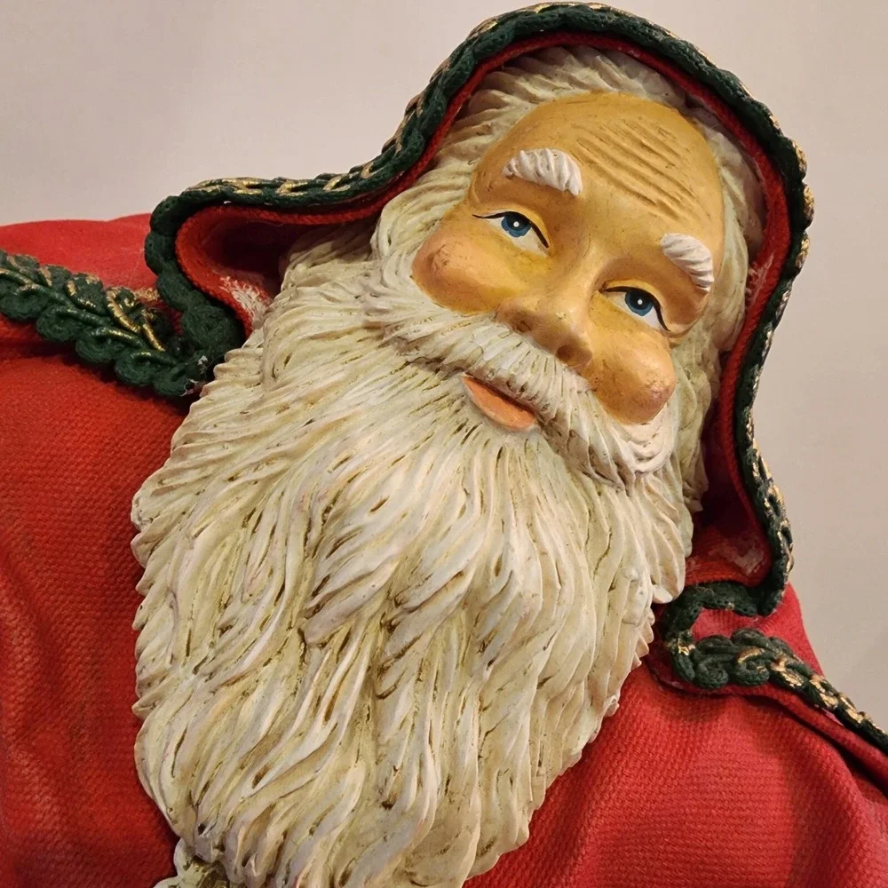 Vintage Grandeur Noel Santa Fabric Mache Red‎ Cloak Tree Shovel Tabletop 14